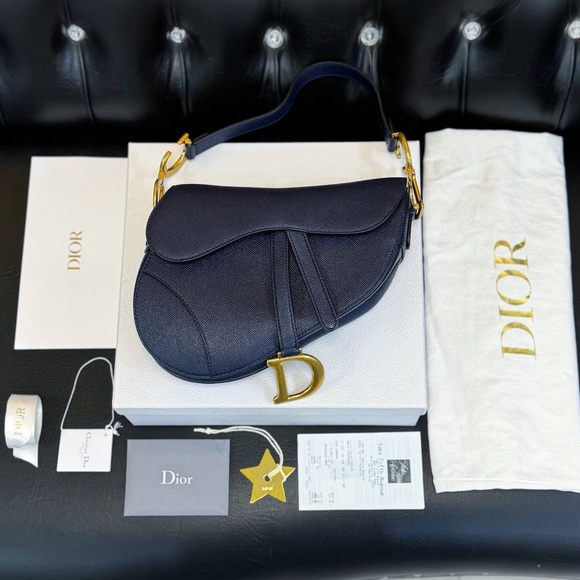 Christian Dior Saddle Bag Deep Ocean Blue Grained Calfskin - Picture 2 of 13